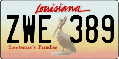 LA license plate ZWE389