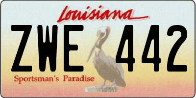 LA license plate ZWE442