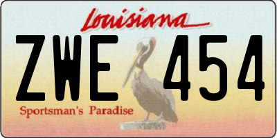 LA license plate ZWE454