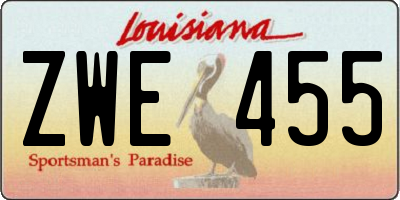 LA license plate ZWE455