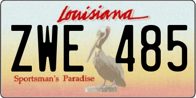 LA license plate ZWE485