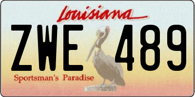 LA license plate ZWE489