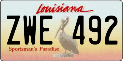 LA license plate ZWE492