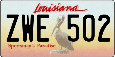 LA license plate ZWE502