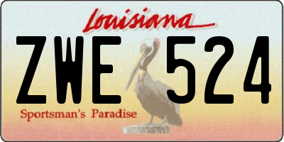 LA license plate ZWE524