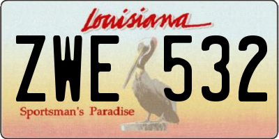 LA license plate ZWE532