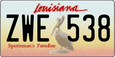 LA license plate ZWE538