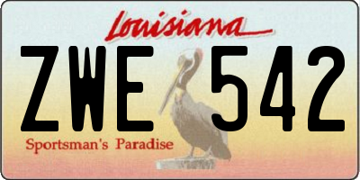 LA license plate ZWE542