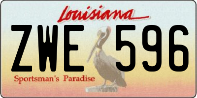 LA license plate ZWE596