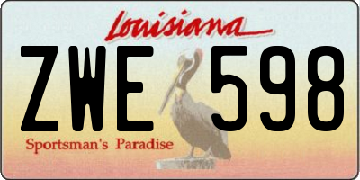 LA license plate ZWE598