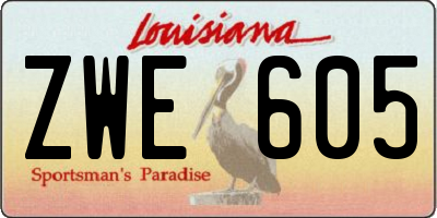 LA license plate ZWE605