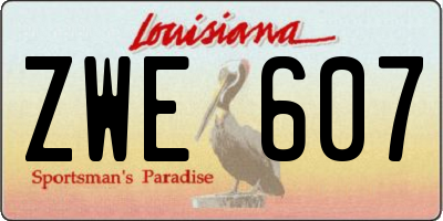 LA license plate ZWE607