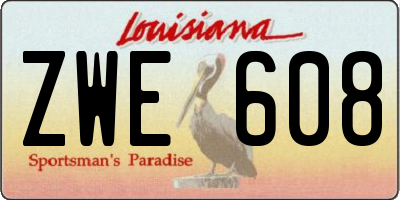 LA license plate ZWE608