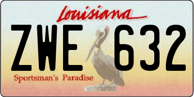 LA license plate ZWE632