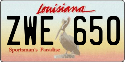 LA license plate ZWE650