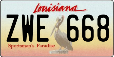 LA license plate ZWE668