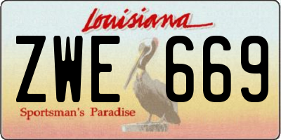 LA license plate ZWE669