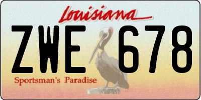 LA license plate ZWE678