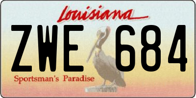 LA license plate ZWE684