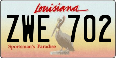 LA license plate ZWE702