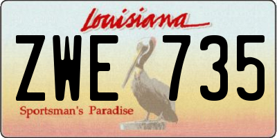 LA license plate ZWE735