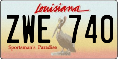 LA license plate ZWE740