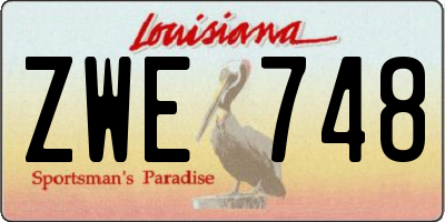 LA license plate ZWE748