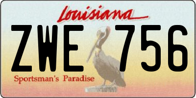 LA license plate ZWE756