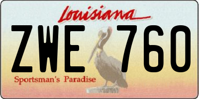 LA license plate ZWE760
