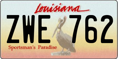 LA license plate ZWE762