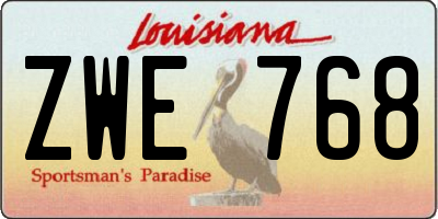 LA license plate ZWE768