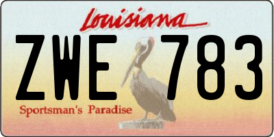LA license plate ZWE783