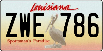 LA license plate ZWE786