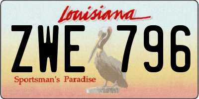 LA license plate ZWE796