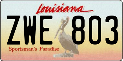 LA license plate ZWE803