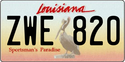 LA license plate ZWE820