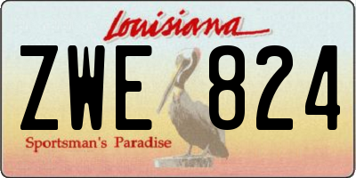 LA license plate ZWE824