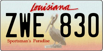 LA license plate ZWE830