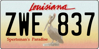 LA license plate ZWE837