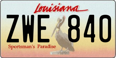 LA license plate ZWE840