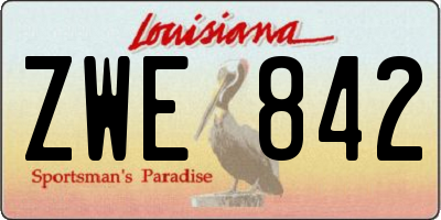 LA license plate ZWE842