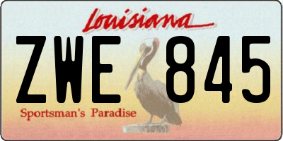 LA license plate ZWE845