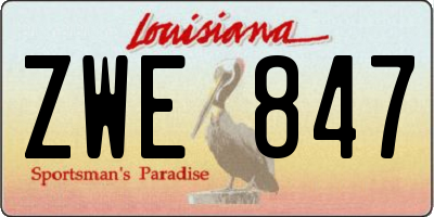 LA license plate ZWE847