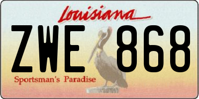 LA license plate ZWE868