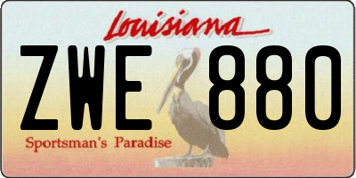 LA license plate ZWE880