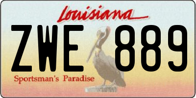 LA license plate ZWE889