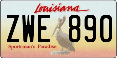 LA license plate ZWE890