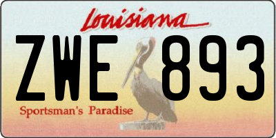 LA license plate ZWE893