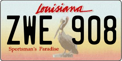 LA license plate ZWE908