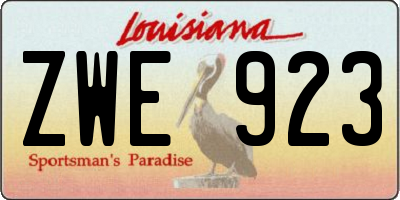 LA license plate ZWE923
